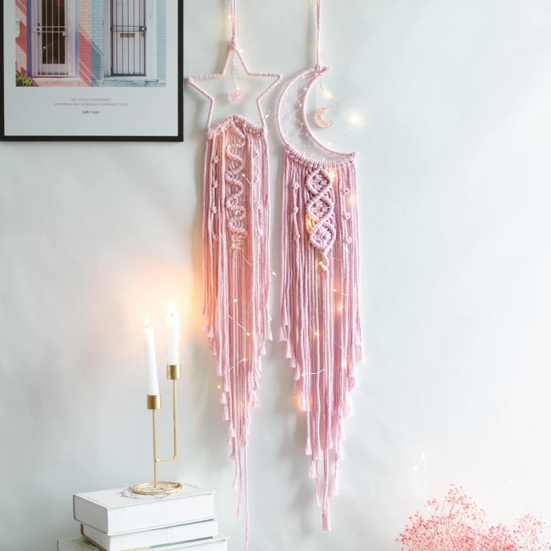  Styleonme Moon Macrame Wall Pediments, Boho Room Decor, Teen  Girls Room Decor, Gifts for Mom, Gifts for Women, Gifts for Girls, Moon  Textiles Handmade (Pink) : Home & Kitchen